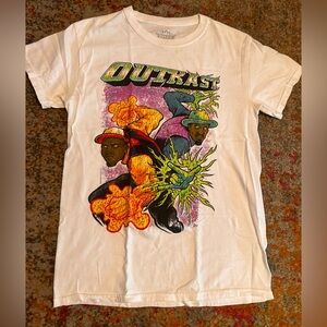 OutKast Comic Hero Graphic Tee White Hip Hop T-Shirt Short Sleeve Size Small